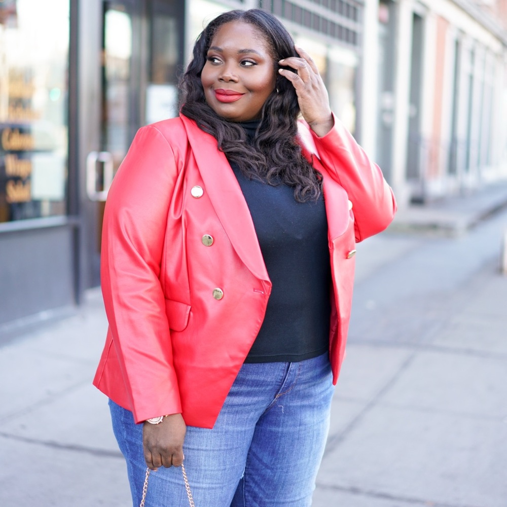 Eloquii Red Double-Breasted Women's Plus Size Blazer, Size 22